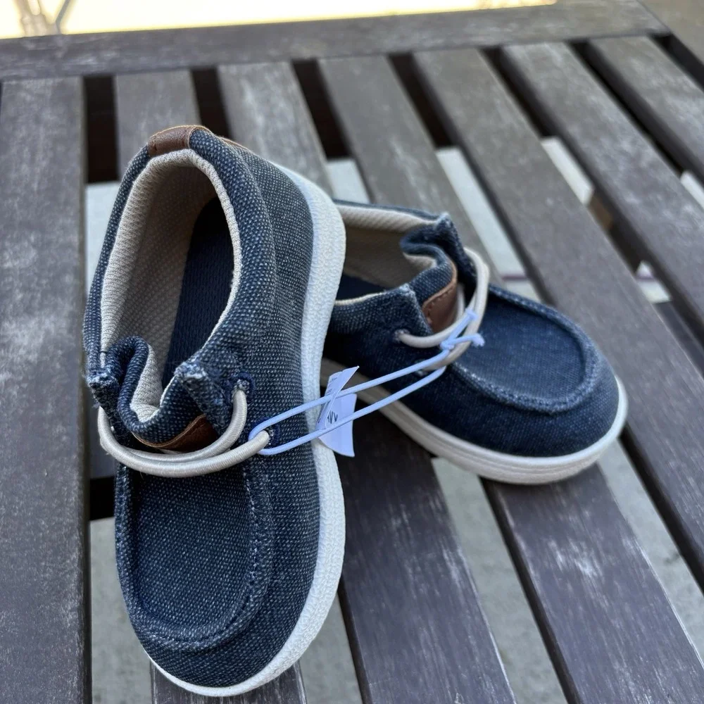 NWOB Old Navy Kids 6 Blue Loafer Shoes Preppy Canvas 416608-00-1